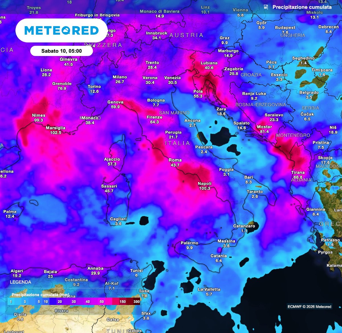 meteoredit's tweet photo. Le precipitazioni cumulate della settimana. ☔️

Ancora incertezza nei dettagli, ma non mancheranno piogge un po' in tutta Italia: https://t.co/vLBf14qGbV https://t.co/YTa99tu1Re