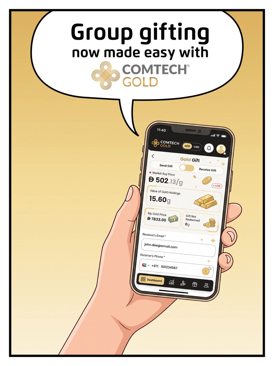 ComTechOfficial's tweet photo. Small gifts from the whole circle create big smiles and a secure tomorrow! 🎁✨

With ComTech Gold Group Gifting, come together to power their dreams while investing in what they truly need. 🎮💛📈

#ComTechGold #GroupGifting #DigitalAssets #SmartInvesting #DigitalGold #GiftOfGold #InvestInTheFuture