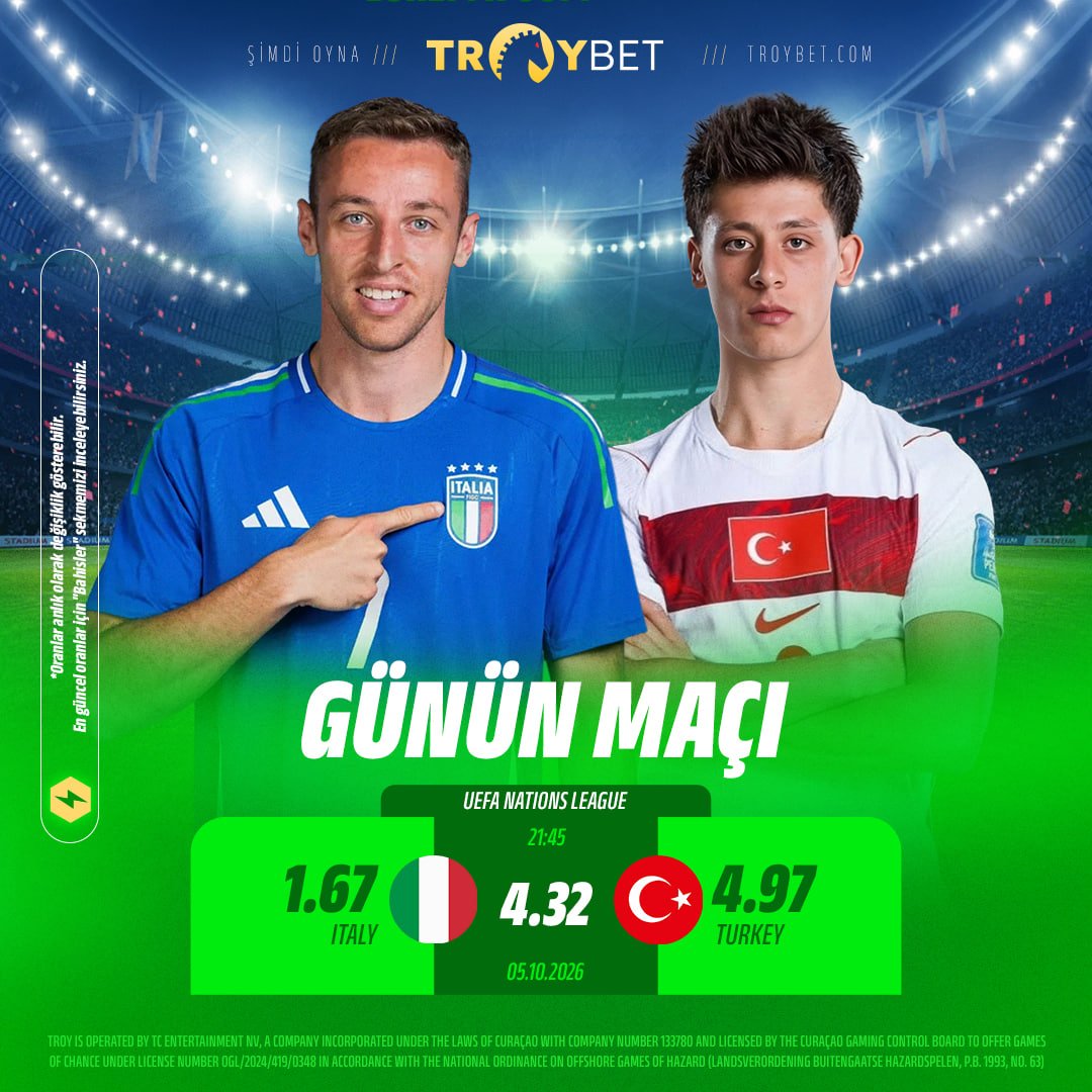 troybet_oficial's tweet photo. 🚨 BÜYÜK MAÇ, BÜYÜK HEYECAN! 🚨
🇮🇹 İtalya ⚔️ Türkiye 🇹🇷

🏆 UEFA Nations League
🇮🇹 İtalya 1.67
🤝 Beraberlik 4.32
🇹🇷 Türkiye 4.97

⚽️ 90 dakika boyunca mücadele, tempo ve nefes kesen anlar!
https://t.co/exgaAl4dWF https://t.co/3BhgOlZYJe