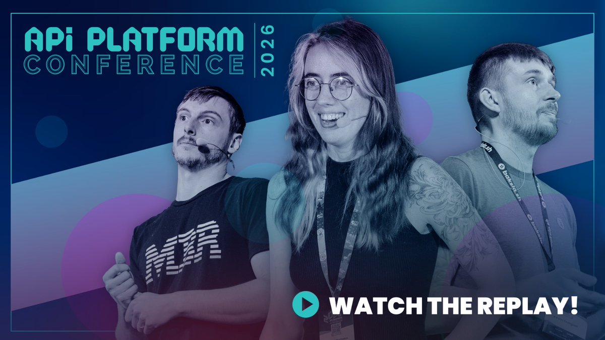 ApiPlatform's tweet photo. Talks by @dunglas, @s0yuka, and @MarionHerisson given at the #APIPlatformCon 2026 are now available on YouTube: https://t.co/0YY34NLCjd https://t.co/vpB7etx1aP