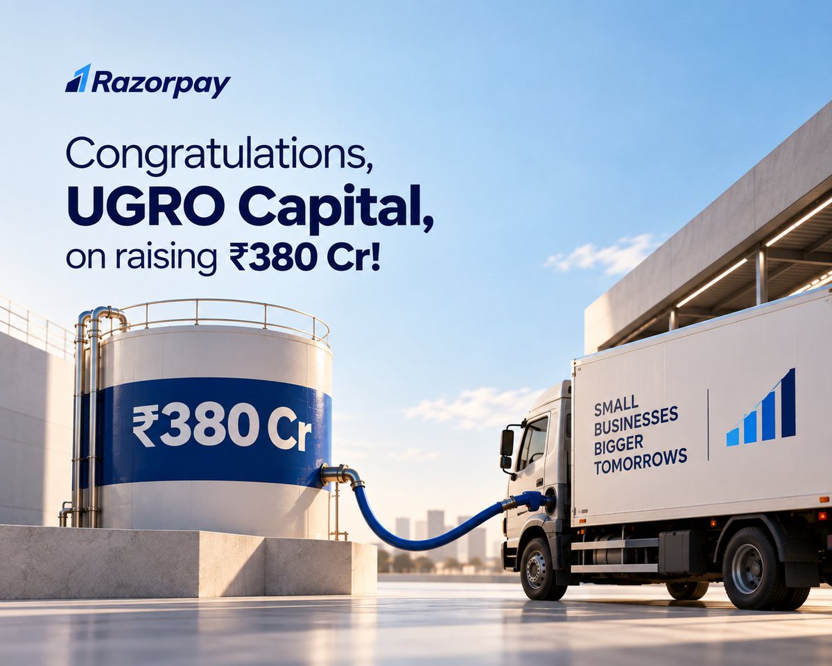 Razorpay's tweet photo. Congratulations UGRO Capital

The businesses that power India need businesses that believe in them.

We’re glad to see UGRO continuing to build exactly that- creating more opportunities for MSMEs to dream bigger and grow further.

Rooting for the next million businesses. 🚀

#razorpay #bigwin