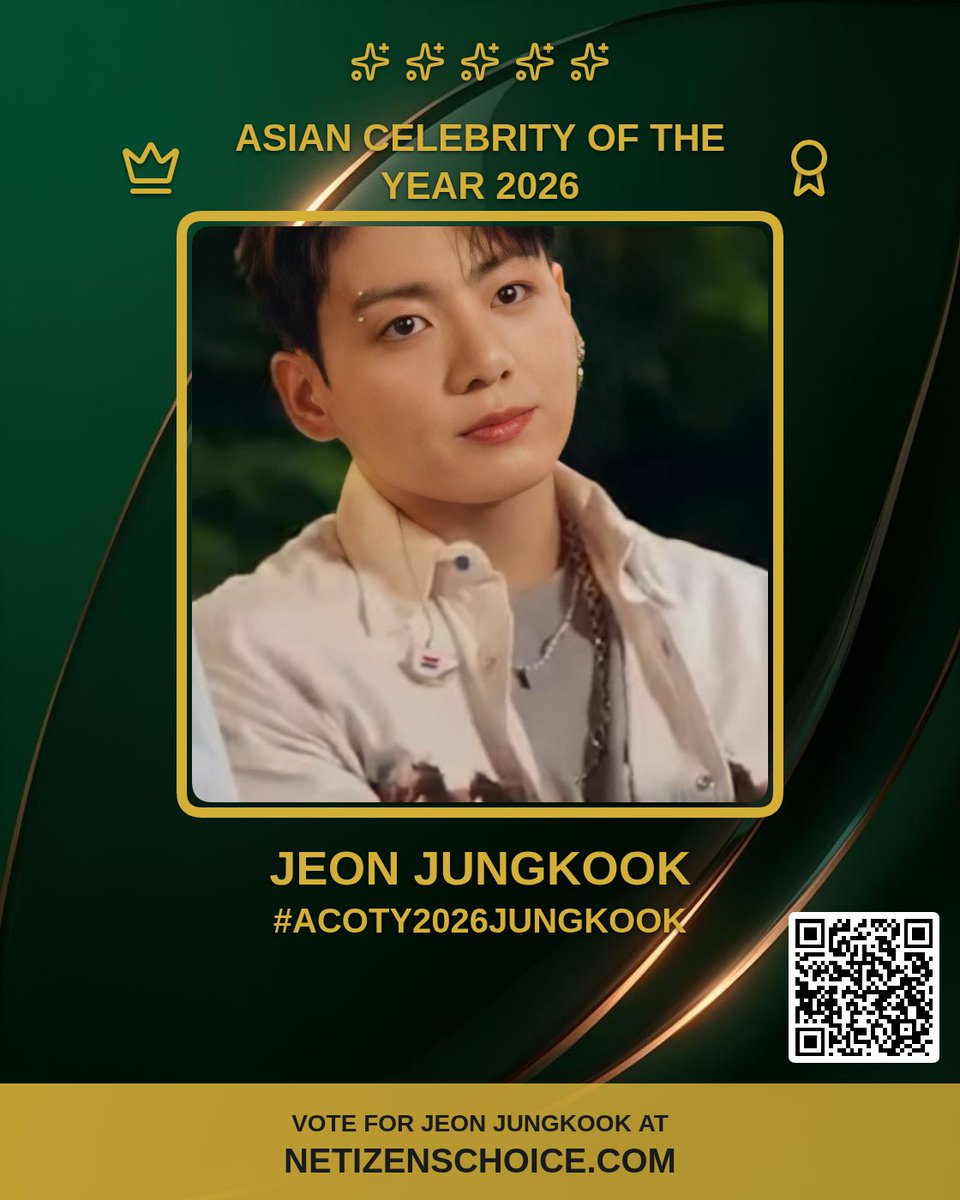 thenreport's tweet photo. Jeon Jungkook has been nominated for Asian Celebrity Of The Year 2026!

Cast your votes: https://t.co/teCBpE5RX6

@sunflower778878 @JjungkookieeBts @JeonJungkook_BR @JkSouthAfrica @jk97_ace @SajoyaS54144 @FlorenceMakgoba @k0901kook @lizzynamkook772 @CTJEONJUNGKOOK @NOOBELLZAPP https://t.co/jjbyX5SgAj