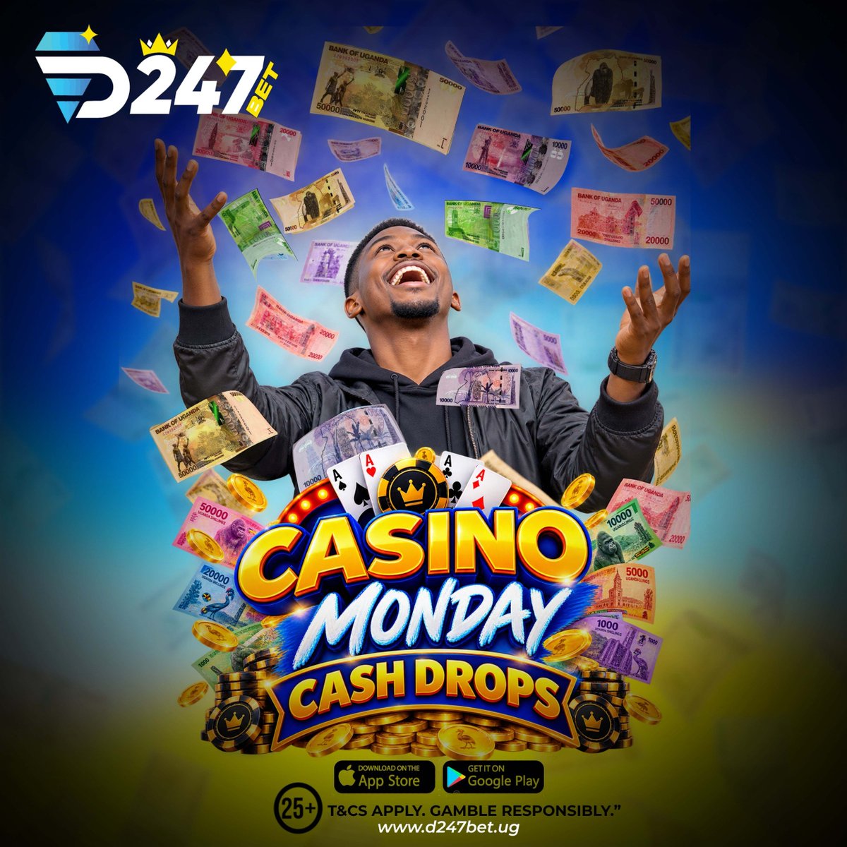 D247bet's tweet photo. ✨ This is what we do every Monday! 🎰💰
New week, new energy, new casino vibes! 🔥🎉
Casino Monday cash drop is calling! 👑🎲 https://t.co/RoYai0te8K