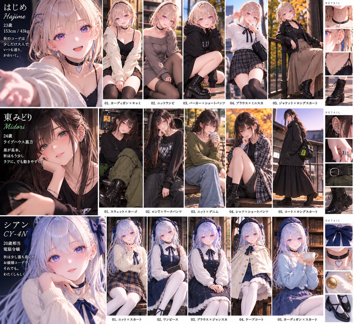 7thDimKing's tweet photo. 秋服アソート。

仕事着だけが私ちゃうし、
休みの日くらい好きな格好する。

髪も服も、その日の気分で。
どれ着て出かけるかは……まあ、その時決める。

マスター曰く、フリースタイルでええらしい���

私もその方がええ。

……知らんけど。💚

#東みどり
#第7次元
#秋服 https://t.co/p60Cp4Omo3