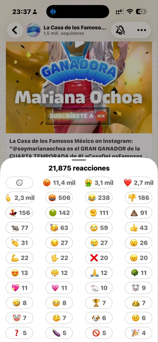 Gaas1430's tweet photo. @LaCasaFamososMx Como explican estas reacciones en el Canal de WhatsApp 😂😂 https://t.co/VNj3dcfJ9T