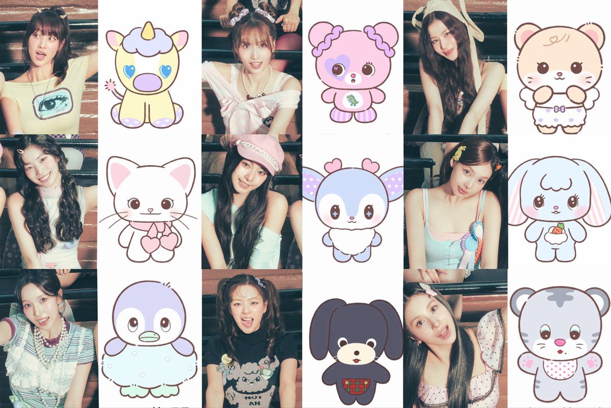 twoapplesjihyo's tweet photo. they kind of dressed each of them as their new representative characters 🥹 https://t.co/oVWkAEZ38q