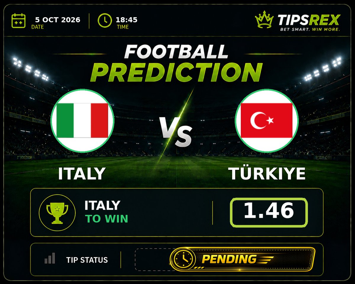 Tipsrex's tweet photo. 🔥 Italy vs Türkiye
🏆 UEFA Nations League
📊 Italy to win @ 1.46
➕ Over 2.5 goals @ 1.47
🚩 Corners: Over 9.5 @ 1.87
🟨 Cards: Over 3.5 @ 1.62

Italy have already beaten Türkiye 4-1 in this competition and come into this on the back of a disciplined draw in France, while Türkiye have lost three straight and conceded seven in the process. The Azzurri's away form has been solid, and at home against a side that leaves gaps in a back three, they should have too much. The price for an Italy win is more than fair given the gulf in current confidence and the tactical mismatch.

#Italy #Trkiye #UefaNationsLeague #betting #footballtips
@Tipsrex