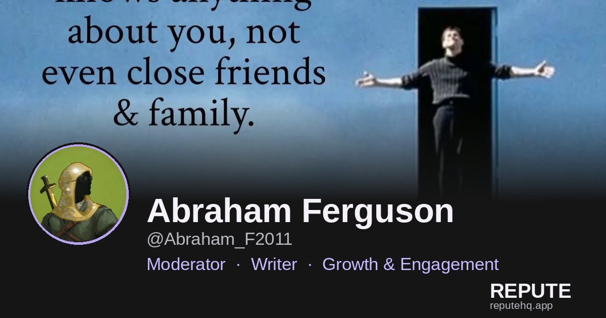 ReputeHQ's tweet photo. @Abraham_F2011 is now on Repute.

Work speaks louder when people can verify it.

Build your Web3 reputation.
Join Repute for free — link in bio. https://t.co/MwFYUn691s