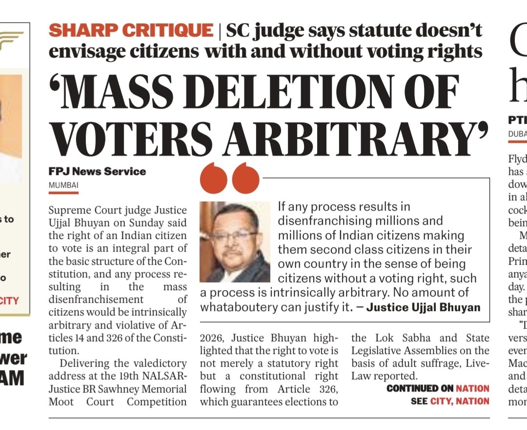 RatanSharda55's tweet photo. Is milord not aware of "mass illegal infiltration" since he comes from #Assam? Mass illegal infiltration is humanity, taking away their voting rights is aribtrary? There may be errors like in all earlier SIRs too. Does that give blanket exemption to illegals? https://t.co/wUiJhupa8D