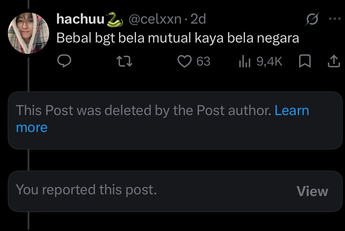 celxxn's tweet photo. @rahma_adetya @haHANIhuhu @leenaloveyy @Ryellowin @nosecretn @jnjmnuna Nih ak dh report, kmu juga yaaa https://t.co/3HFllHqlop