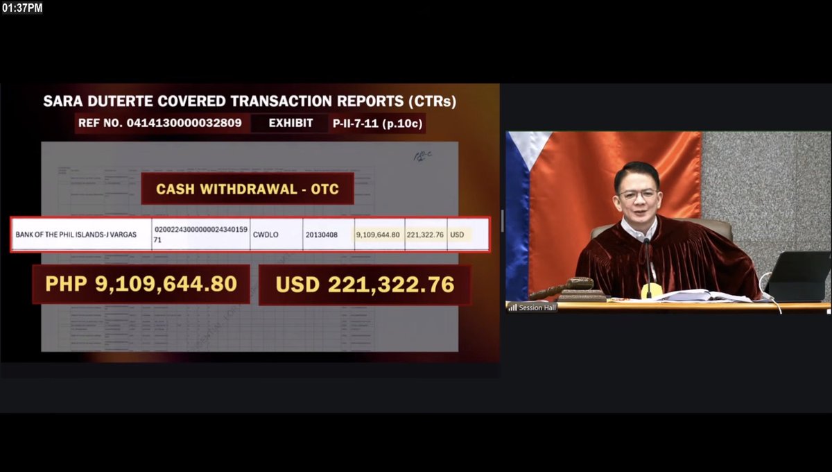 jesusfalcis's tweet photo. 🚨 BREAKING: AMLC ED Atty. Ronel Buenaventura confirms Rodrigo Duterte and Sara have a joint account in BPI Julio Vargas branch.

They withdrew ₱9.1 Million Pesos or $221,000 USD over the counter in 2013 in one suspicious transaction pa lang.

Tama na naman si Trillanes!

🙀 https://t.co/ViLLcjqF0D