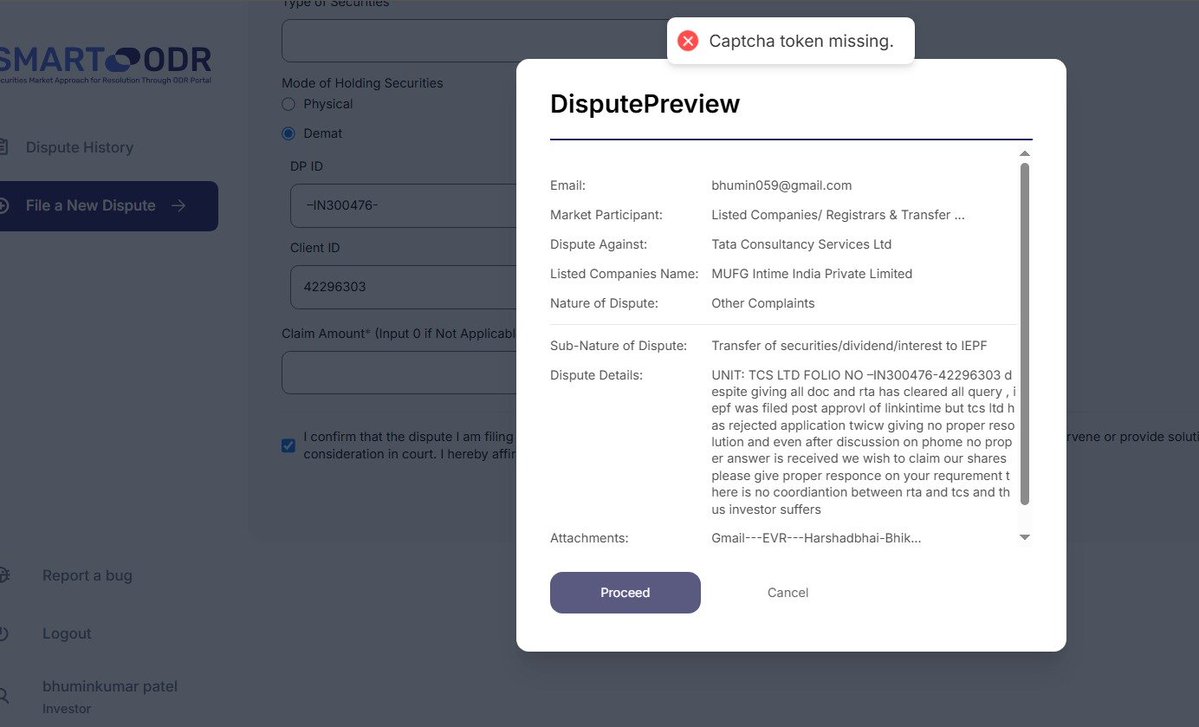 Darvaxfan2's tweet photo. @NSDL_Depository they block from filing complain, platform is curropt https://t.co/OVQwc7ItlP