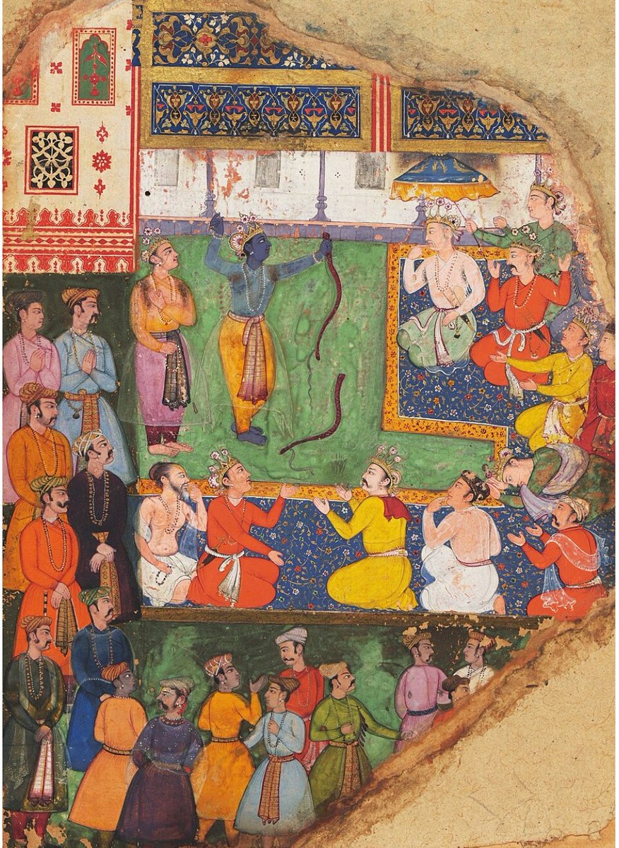 _Shaambhavi's tweet photo. Rama breaking the bow of lord Shiva in the court of Raja Janaka. Provincial Mughal style, Orchha, c. 1605. National Museum, New Delhi https://t.co/loyrWX6wTK