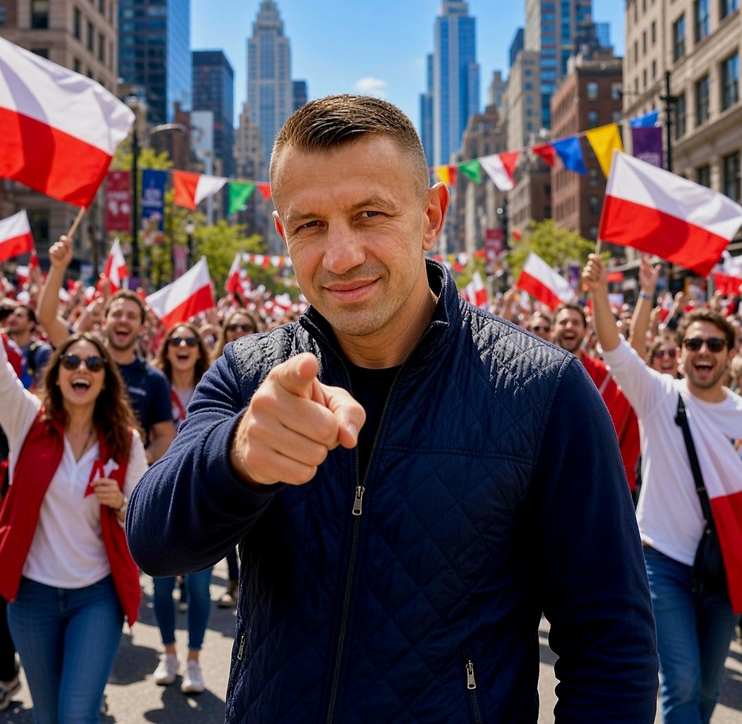 EdoMarcin's tweet photo. RUDY, JUŻ PRZEGRAŁEŚ !!!
Tomasz Adamek z polityczną szpilą i konkretnym przekazem do rudej wrony na Paradzie Pułaskiego w Nowym Jorku... https://t.co/XZ6rEpJd82