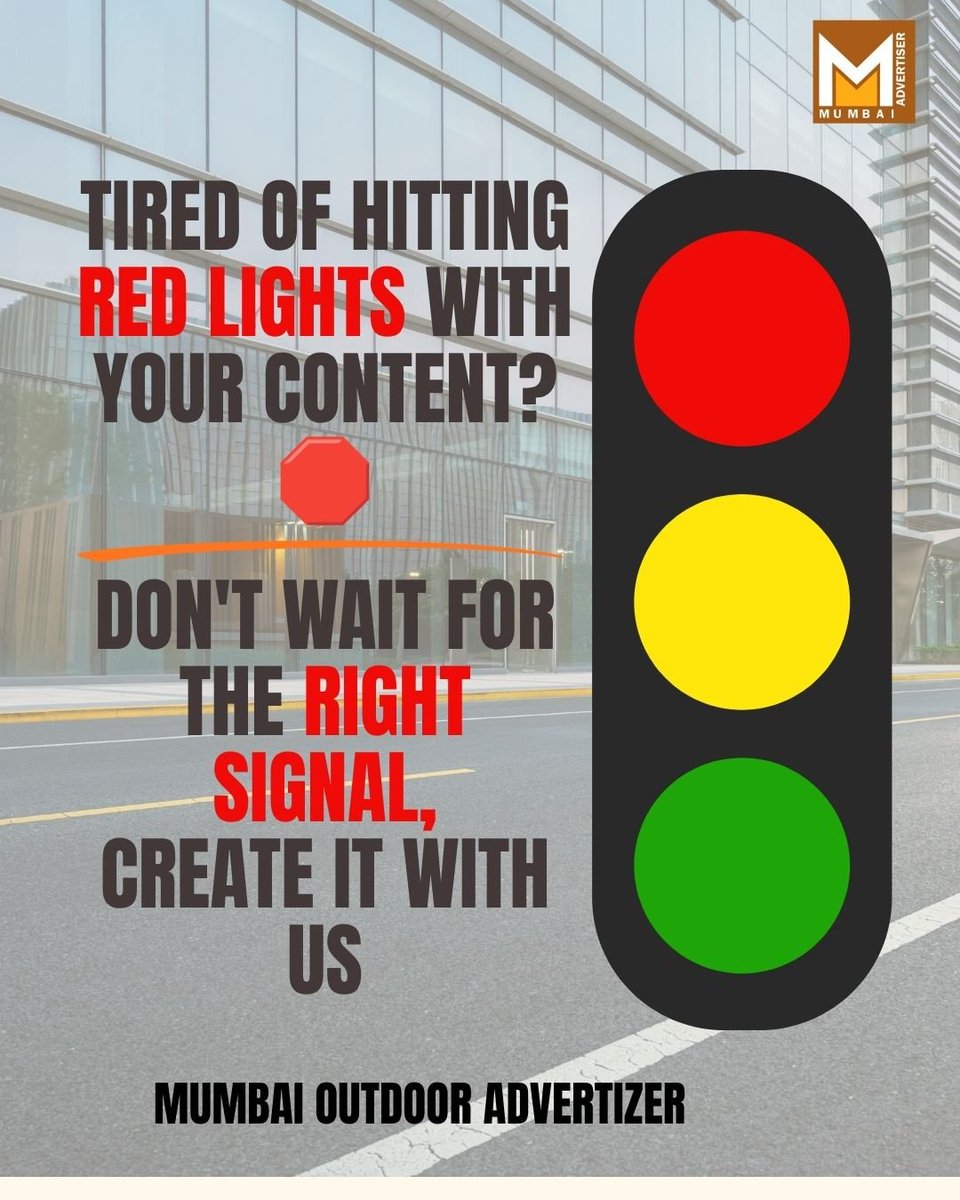 Hardcorebjpshan's tweet photo. Tired of hitting Red Lights with your content?
.
.
Don't wait for the Right Signal, create with us.
.
.
Mumbai Outdoor Advertizer 
.
.
DM for more details!
.
.
#MumbaiOutdoorAdvertizer #branding #advertising #outdooradvertizer #trending https://t.co/N7B6bcKBV7