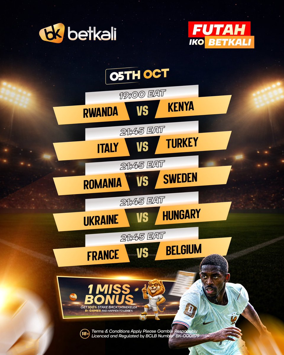 BetkaliKe's tweet photo. The game never stops! 🏋🏽‍♂️ Especially on Mondays 🔥

Get into the action on https://t.co/zLXLalyTYW and enjoy one miss bonus where you get 100% your stake back when you lose one game in a 5+ betslip! 💵

#Betkali #betkalisports https://t.co/W8vqBzqr1U