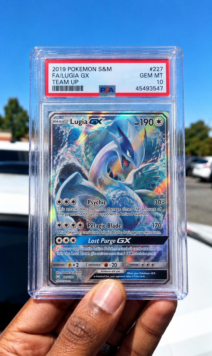 pokevalut_'s tweet photo. GIVING AWAY this PSA 10 GEM MINT Lugia GX #227/214 from Lost Thunder 

One of the most iconic Lugia cards ever made. 🌊

Worth around $2,000 and it could be yours.

Just Follow, like &amp; RT and reply for a chance to WIN, good luck 🍀 https://t.co/jxJR9bdLSM
