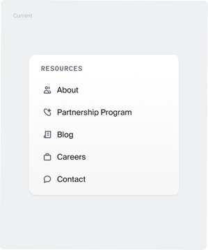 A Resources menu dropdown with links for About, Partnership Program, Blog, Careers, and Contact.