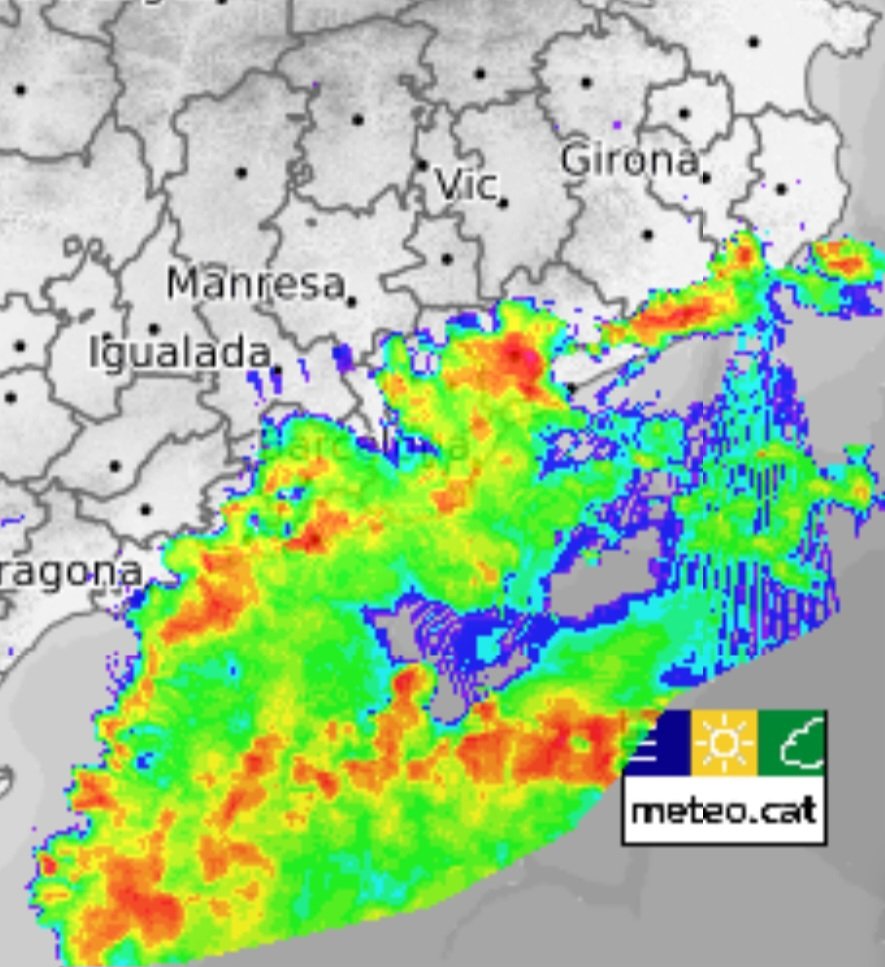 emergenciescat's tweet photo. Pluges intenses en aquests moments al litoral i prelitoral segons el radar @meteocat

Molta prudència en la mobilitat

#INUNCAT https://t.co/REbfeyRSEu
