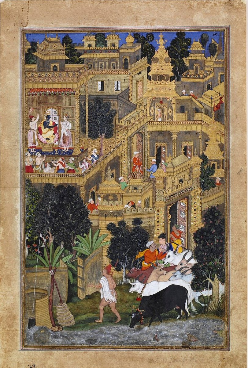 _Shaambhavi's tweet photo. The Lord Krishna in the Golden City. Page from the Harivamsha (Genealogy of Vishnu) ca 1600 Freer and Sackler Gallery Washington https://t.co/S3ebtJxYKt