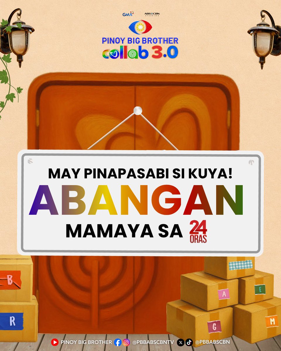 PBBabscbn's tweet photo. Sino kaya ang bagong MakakaSama natin sa Pamilya ni Kuya? Abangan mamayang gabi sa 24oras 😉🏠

#PBBCollab3 #PinoyBigBrother #PBB #GMA #ABSCBN https://t.co/svX9pgnvlT