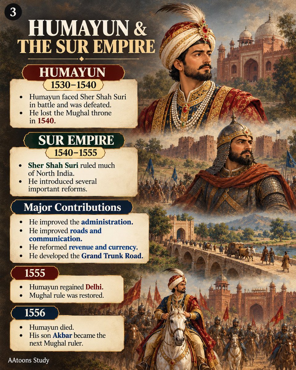 AAtoonsStudy's tweet photo. Mughal Empire: From Babur to Bahadur Shah Zafar I The Mughal Empire History I Learn the Mughal Empire from Babur to Bahadur Shah Zafar and its important battles. A simple and easy history explanation for students

https://t.co/YU59KPjbzS

#MughalEmpire #IndianHistory #history https://t.co/8Nw7z1oOCs