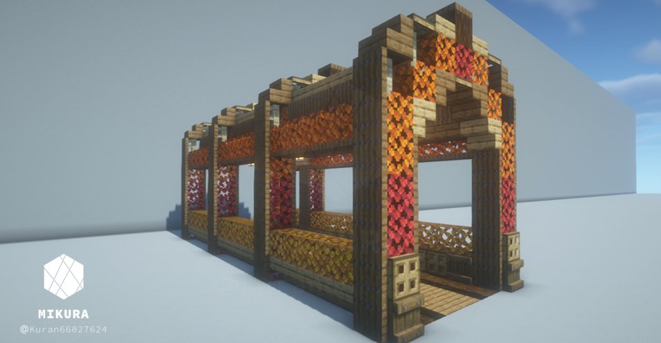 Kuran66027624's tweet photo. 装飾メモ（ポプラのトンネル）
#minecraft建築コミュ #Minecraft #バニラ建築学部 #マイクラ https://t.co/eXhuYcBiE0