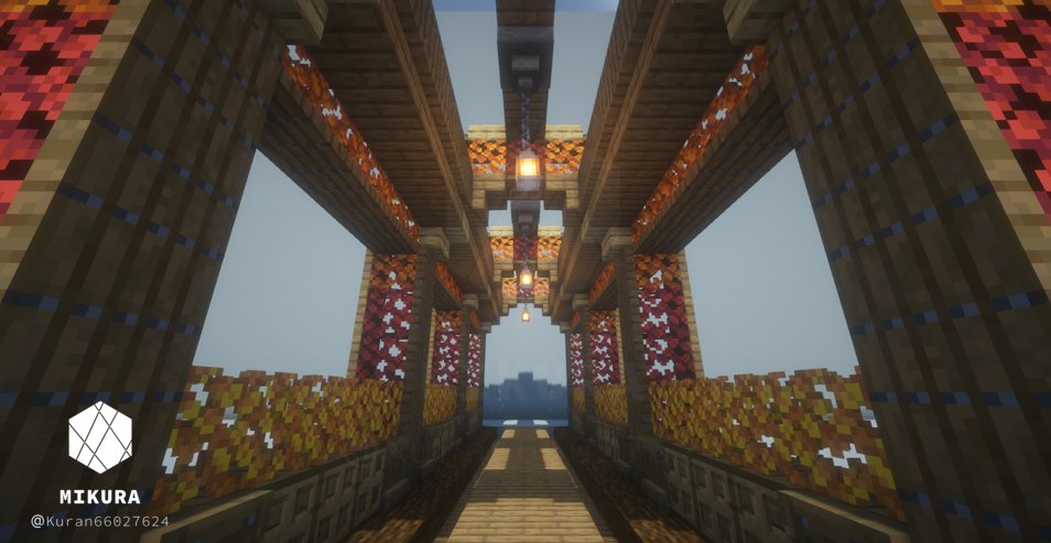 Kuran66027624's tweet photo. 装飾メモ（ポプラのトンネル）
#minecraft建築コミュ #Minecraft #バニラ建築学部 #マイクラ https://t.co/eXhuYcBiE0