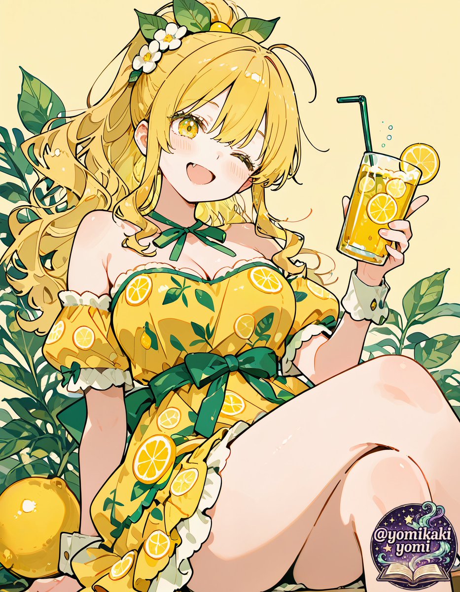 yomikakiyomi's tweet photo. レモンスカッシュの擬人化～～
テーマ「レモン」
#AIart #擬人化 https://t.co/HpZYsQkxjP