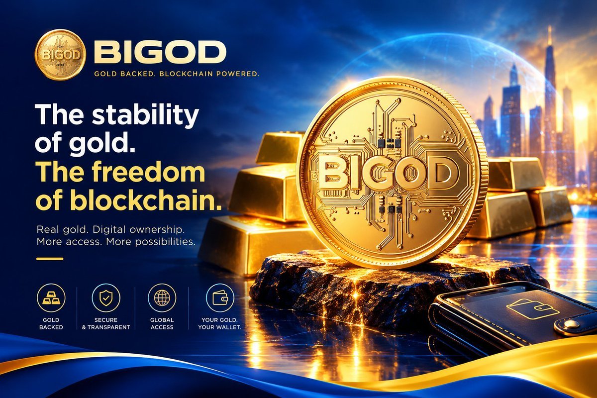 Flexialpha6's tweet photo. Gold has always held its place as a trusted store of value.

BIGOD takes that timeless asset into the digital economy, making gold-backed ownership more accessible, liquid, and transparent on-chain.

Real gold. Digital rails. Programmable ownership.

The future of RWAs is taking shape. 🪙

#BIGOD #BigodInvest @BiGODToken