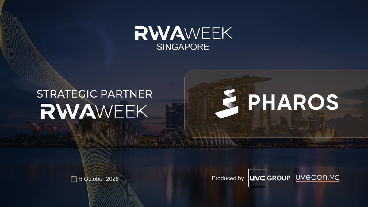 rwasummitglobal's tweet photo. We are thrilled to announce Pharos as an official Strategic Partner for @rwasummitglobal SINGAPORE🇸🇬

@pharos_network  is an ultra-high performance Layer 1 blockchain purpose-built to scale real-world asset (#RWA) tokenization and global payment applications.   

Designed to process trust-minimized, institutional-grade transactions with sub-second finality and high throughput, Pharos powers the next generation of decentralized finance protocols, payment rails, and tokenized real-world yield assets.

Learn more about their technology and vision: https://t.co/BLmwYCKGws 

Meet the Pharos team and industry leaders shaping the future of real-world assets on-chain at our event this Friday!  

• When: 9 October 2026 | 09:00 - 18:00 SGT 
• Where: Marina One, 5 Straits View (5-min walk from Marina Bay Sands)  

🎟️ Register now to secure your spot: https://t.co/lof4x0id9q