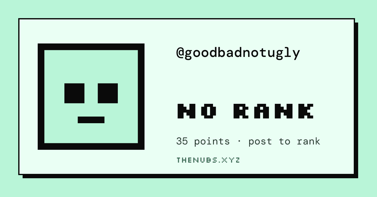 GoodBadnotUgly's tweet photo. i'm a nub.
a social experiment on x by @nubs_on_x, free mint on robinhood chain.
https://t.co/fQ4b7vlh67 https://t.co/2OHCsK527B