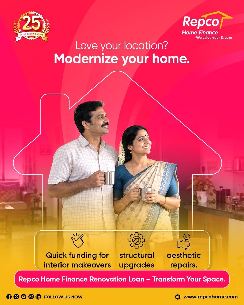 RepcoHome's tweet photo. Love your location? Modernize your home!

Apply here: https://t.co/XglYkx4ukO

#RenovationLoan #HomeImprovement #RepcoHomeFinance #RHFL https://t.co/aj0QnTReHu