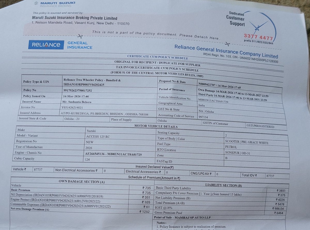 SBehera95's tweet photo. @IndusIndGenIn

Hii 
sir me sushanta Behera
State_Odisha ,Dist_Bargarh
Mera naya scooty access 125
25 september 2026 ko accident ho gya
Aaj 10 din k bad phone kiya to maa .behen gali de raha hai Insurance   bala ladka TARUN KUMAR PATRA krke koi Sambalpur se hai https://t.co/6nl4OkFo6P