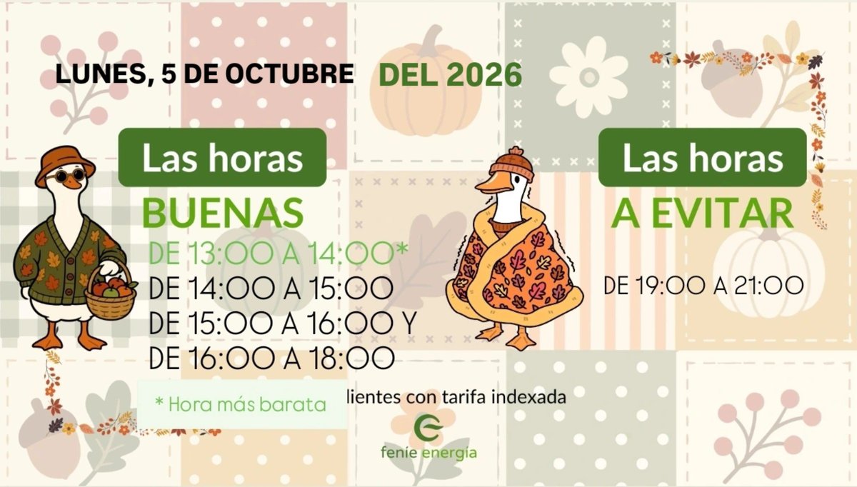fenieenergia's tweet photo. 🟢 ¡Aquí las tienes! #LasBuenasHoras de hoy para ayudarte con tu factura. #FeníeEnergía https://t.co/kzBam5pLHP