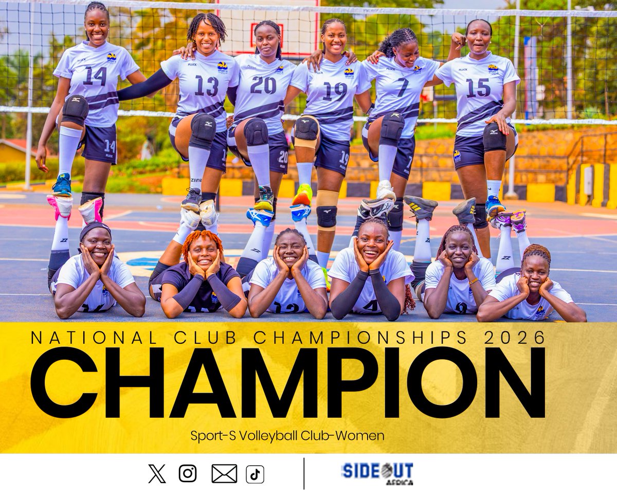 SideOutAfrica's tweet photo. Sport-S Volleyball Club domiated the 2026 National Club Championships emerging champions for both Men and Women.
This was after a 3:0 easy sail past UCU Men and a competitive 3:1 victory agaist @KCBNkumbavc in the finals.

Congratulations to the double champion @sport_svoleybal that qualified to represent the nation at the continental level.

#SideOutAfrica | #NCC2026