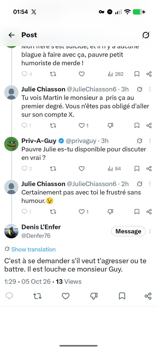 privaguy's tweet photo. Un autre qui me bloque avant même de pouvoir répondre @Denfer76 https://t.co/ufQddMeRqT