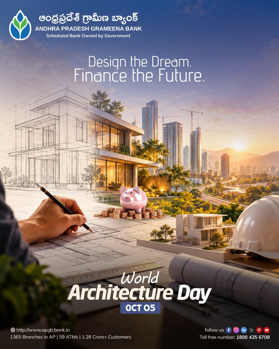 apgbankofficial's tweet photo. Every great structure begins with a vision. This World Architecture Day, APGB celebrates the ideas that shape a better tomorrow.
#WorldArchitectureDay #APGB #AndhraPradeshGrameenaBank #BuildingDreams #ShapingTheFuture https://t.co/r7RNTMuemC