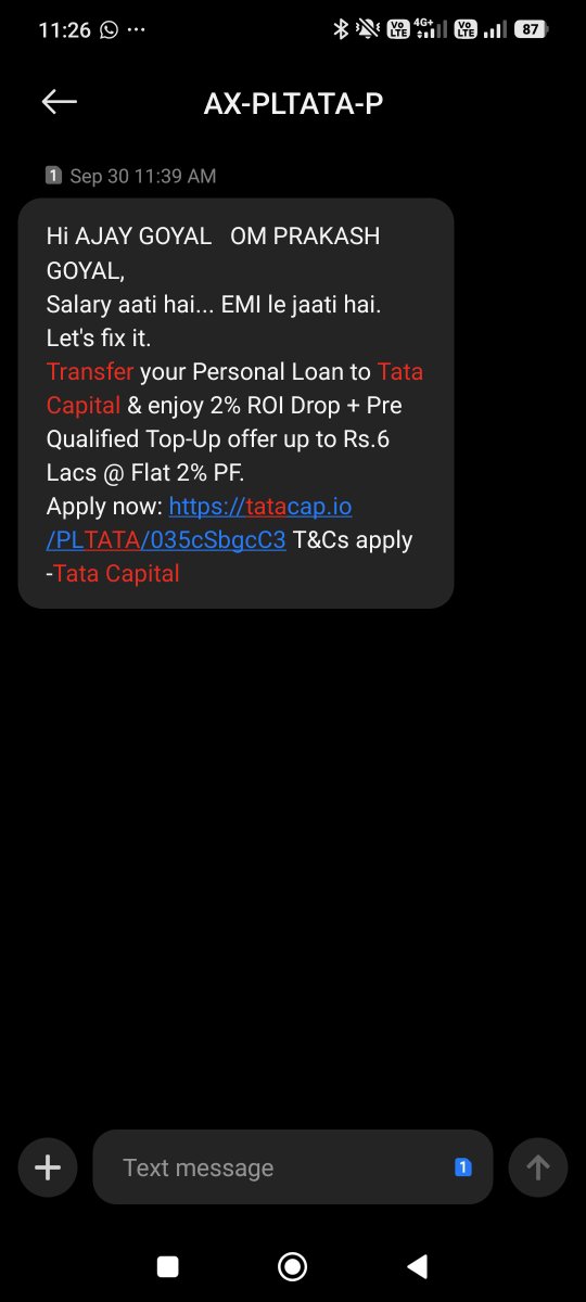 ajaygoyalaga's tweet photo. @tatacapital Can Tata Capital help me consolidate my existing loans through a Balance Transfer into a single OD/flexi facility?Total outstanding is around ₹7.5 lakh, and I’m also looking for an additional top-up. I have a clear repayment/credit track record.
Please let me know. https://t.co/JmqXO5ezaP