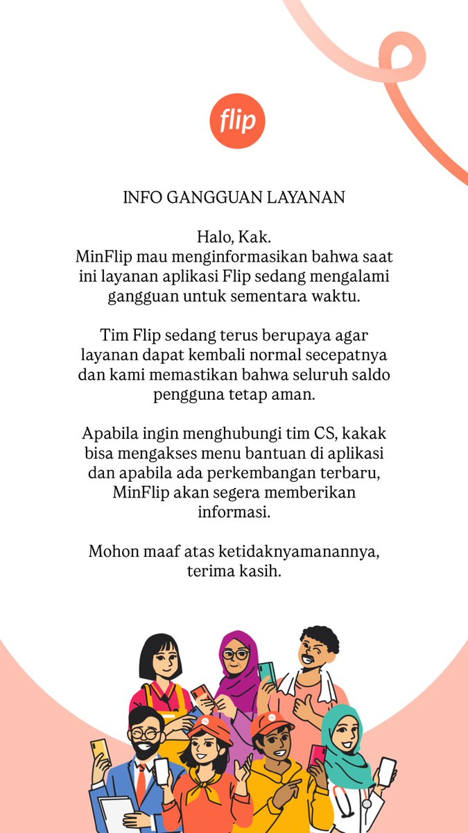 flip_id's tweet photo. Informasi Gangguan Layanan Flip: https://t.co/iGIMFPNL3C