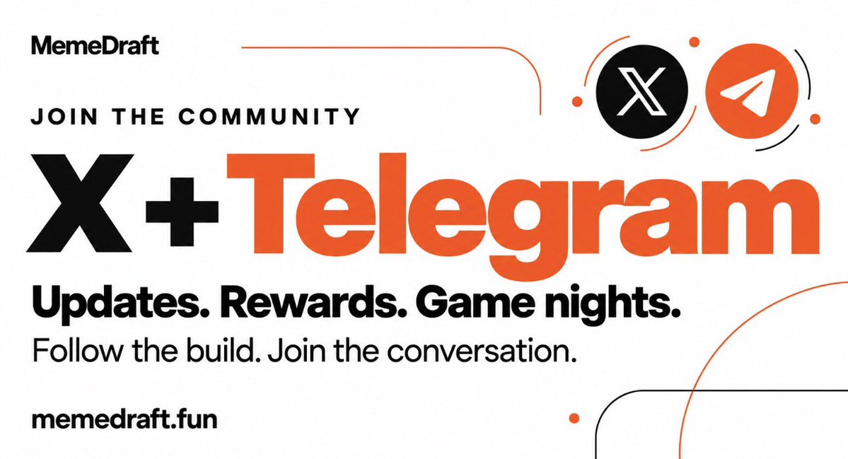 MemeDraftx's tweet photo. Join our communities for game updates, player rewards, and early looks at what we’re building next.

Telegram: https://t.co/z7rd24hQTd

X Community ⬇️

Play $memedraft 

https://t.co/OFOQ59VNlG https://t.co/XqUxcQnCvq https://t.co/8nQlUnRKZN