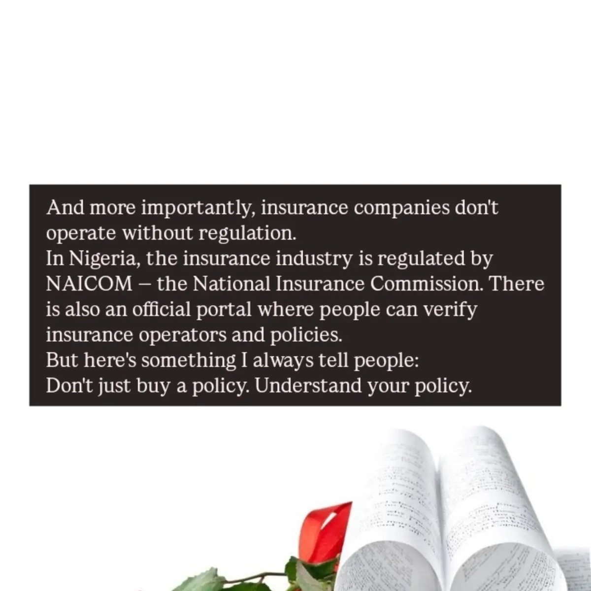 ominira_1's tweet photo. Before saying “insurance is a scam,” take some time to understand what you're buying.
And if you still have questions, ask.
Because an informed customer is a protected customer.
#InsuranceAwareness #LifeInsurance #InsuranceInNigeria #NAICOM #LifePlanner https://t.co/WABOUc4UjS