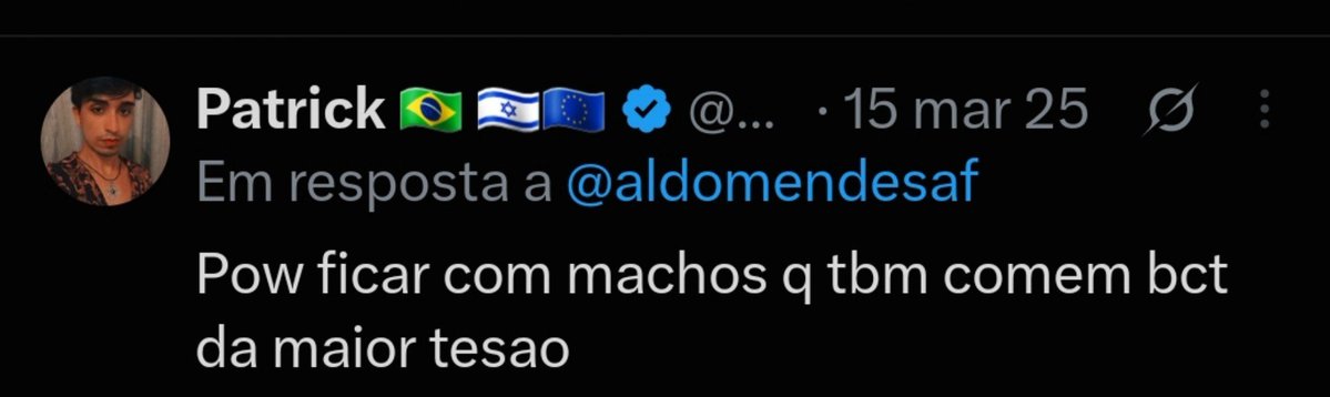 AzulDiet112's tweet photo. @AeWhore_ Conservador que fala que tem "grelinho", que é "fêmea", que tá com o "cu piscando" Kkkk se toca irmão, você pode se afundar no seu fetiche de querer agrader heteros e a direita, mas você sempre vai ser um VIADINHO igual todos os outros, que vai se fuder igual https://t.co/K3TxcU7eJE