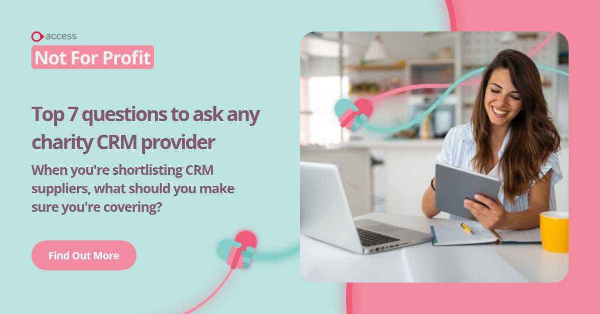 AccessNFP's tweet photo. Choosing a new charity CRM?

Before you start booking demos, start with the questions.

👉 Take them into your next CRM conversation:
https://t.co/WH2psicDpV

#CharityCRM #CharityTechnology #Fundraising https://t.co/C3aIzAfOeK
