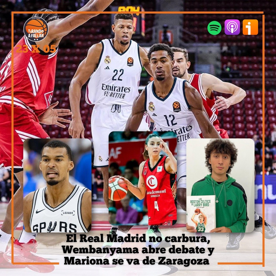 TirandoaFallar's tweet photo. 🆕️ Programa

🎙 @josempuertas

🤔 Dudas @RMBaloncesto y nivelazo Mirotic: @LucasSaezBravo y @Sergio_Vegas

💰 Wembanyama y las apuestas: @Vazquezball_USA

📚 @HorcajadaCs libro sobre @celtics

💣 El caso Mariona: @andreablez y @Alexgarcia833

📌 Link 👇
https://t.co/eCO56Vevjv https://t.co/JIZZRVjUwl