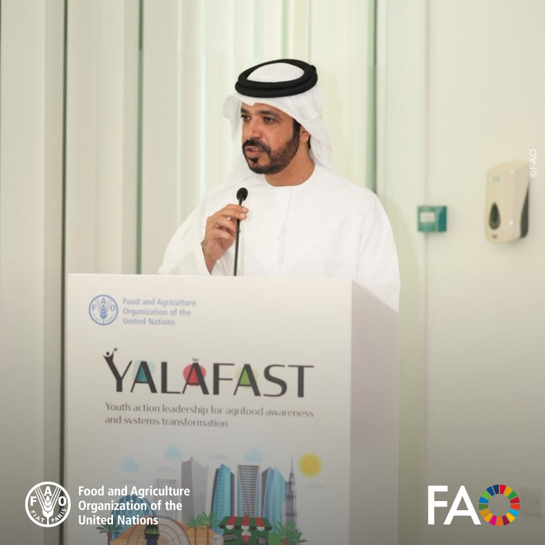 FAOinUAE's tweet photo. 🌍FAO's #YALAFAST is underway!

Opening the programme, Dr. Mohammed Salman Al Hammadi of @MoCCaEUAE highlighted that 44% of youth worldwide work in agrifood systems, underscoring their vital role of youth as drivers of change.

#GlobalFoodWeek https://t.co/Duj6OIkMcY