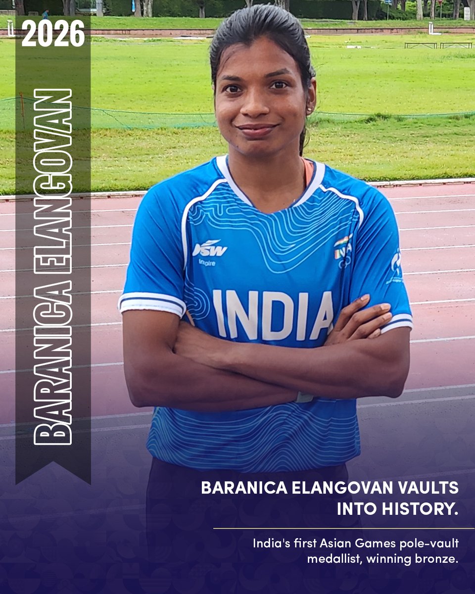 STC_Bengaluru's tweet photo. A historic leap for Baranica Elangovan. Her bronze medal in pole vault marks India’s first Asian Games medal in the event and adds another milestone to Indian athletics.
#BharatSetsNewRecords https://t.co/XZajV6qJpT