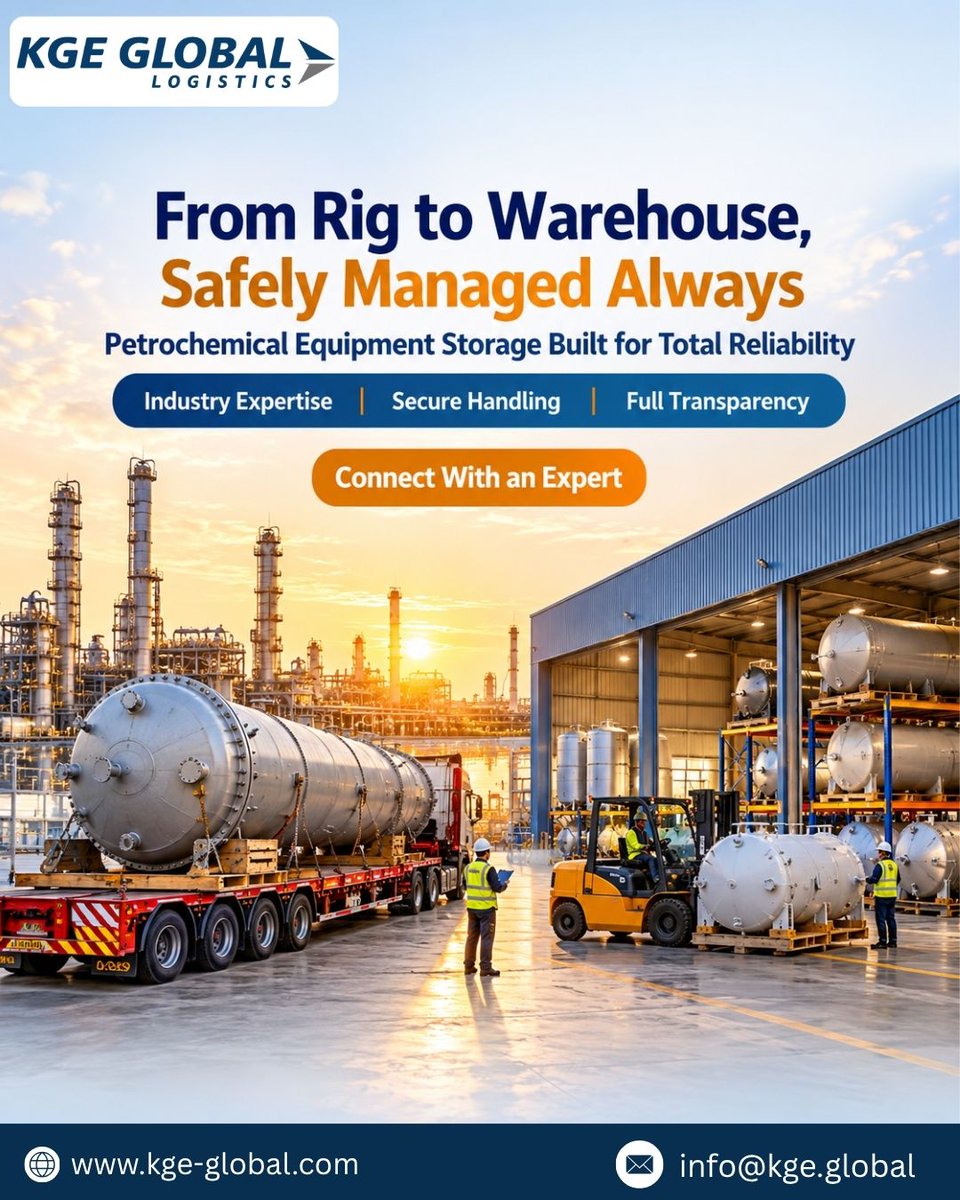 KGEGlobalAUS's tweet photo. KGE Global provides organized storage support focused on secure handling, industry expertise and clear logistics coordination.
🌐 https://t.co/3Iz2tVjQTz

#KGEGlobal #PetrochemicalEquipment #EquipmentStorage #OilAndGas #IndustrialStorage #EnergyLogistics https://t.co/zvug5mMzOQ