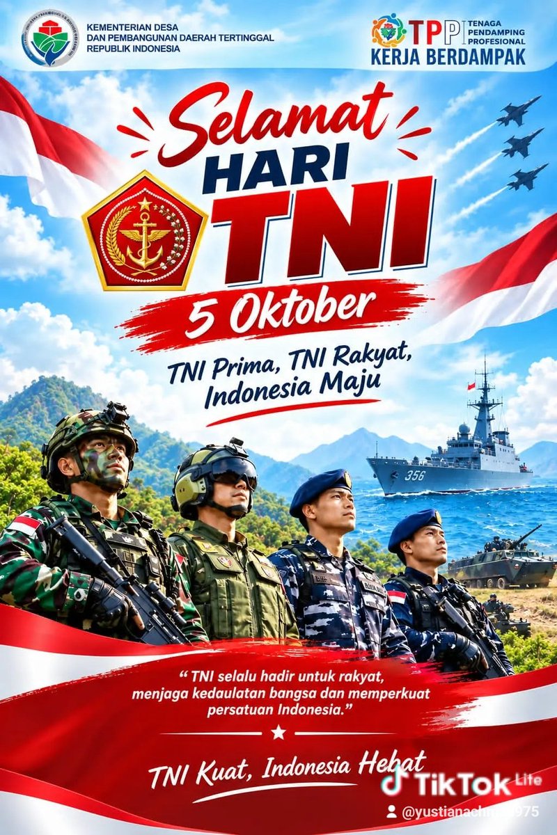 IanLafare's tweet photo. DIRGAHAYU TNI RI 2026
TNI dari rakyat mengayomi rakyat dan menjaga keamanan rakyat, untuk Desa dan Indonesia 
#DirgahayuTNI
#KemendesaPDT
#TPPKerjaBerdampak https://t.co/4Zv0y1sOpg