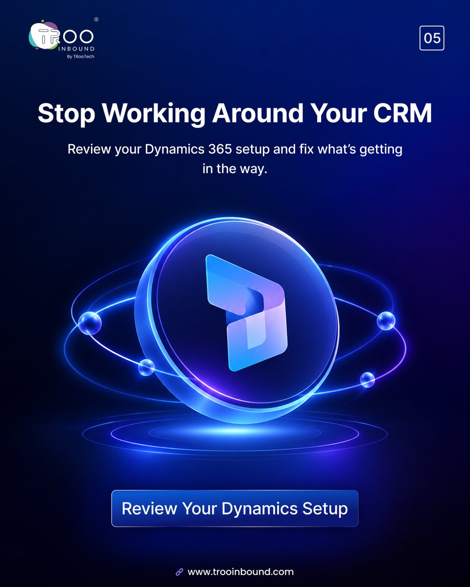 trooinbound's tweet photo. When your team needs workarounds to use Dynamics 365, the setup may be the real problem. 

Configure your CRM around your processes so teams can work with less friction and fewer manual steps.

#Dynamics365 #CRM #CRMOptimization #RevOps #TRooInbound https://t.co/hSAHC6EELL